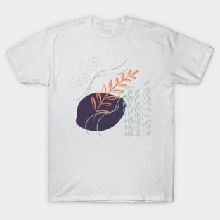 Abstract shapes lines and leaf digital design T-Shirt